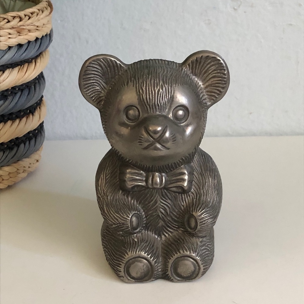 Teddy Bear coin Bank metal Nursery Decor